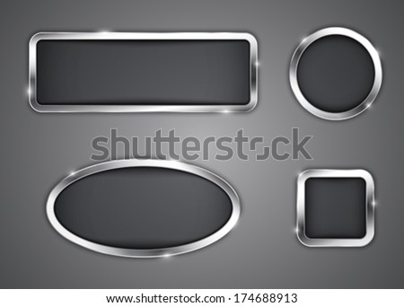 Metallic buttons. Icons. Vector illustration