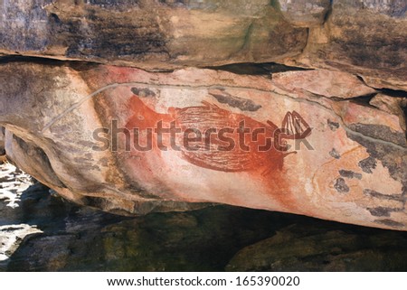 Aboriginal rock art of the Gagudju people of Northern Australia, one of the oldest continuing cultures on the planet. This art is between 5,000 and 15,000 years old