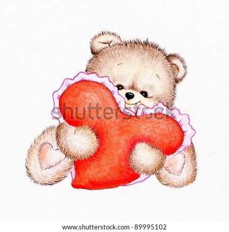 Cute Teddy Bear With Heart Stock Photo 89995102 : Shutterstock