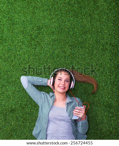 Woman listening to the music.