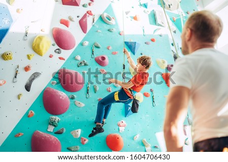 Similar – Image, Stock Photo Climbing hall Child