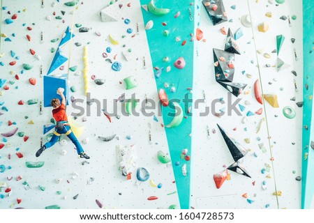 Similar – Image, Stock Photo Climbing hall Child