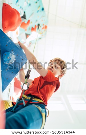 Similar – Image, Stock Photo Climbing hall Child