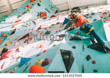 Similar – Image, Stock Photo Climbing hall Child