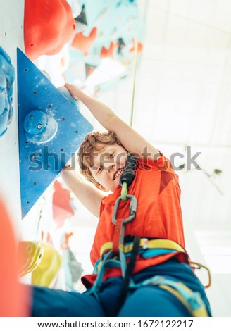 Similar – Image, Stock Photo Climbing hall Child