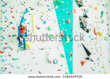 Similar – Image, Stock Photo Climbing hall Child