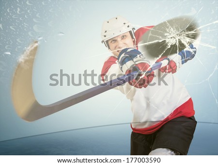 Ice hockey puck hit the opponent visor