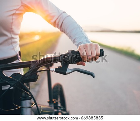 Similar – Image, Stock Photo close up handlebar of a bicycle