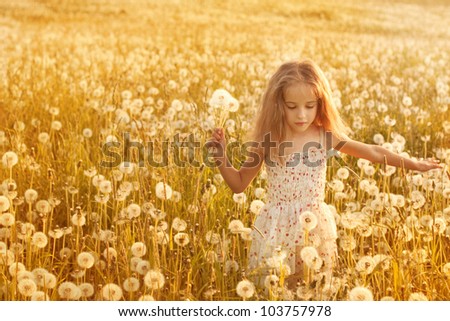 little girl with  dandelions