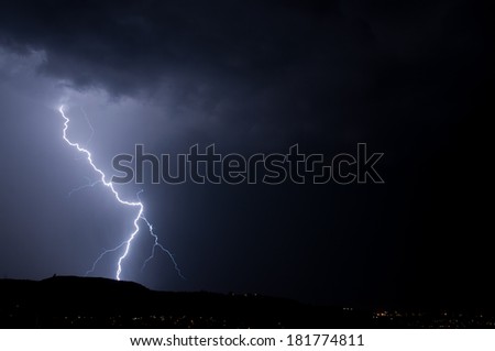 Lightning bolt in the night skies