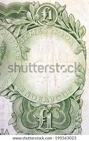 Vintage elements of paper banknotes, old Australian Dollar 1961-1965