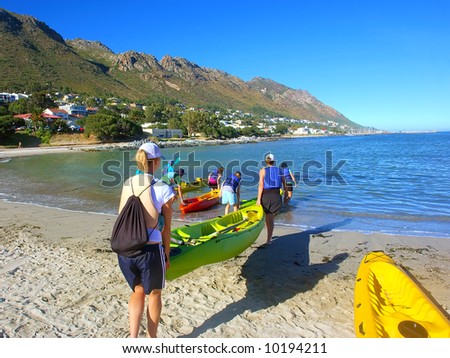 Image, Stock Photo Many canoes ready to go out