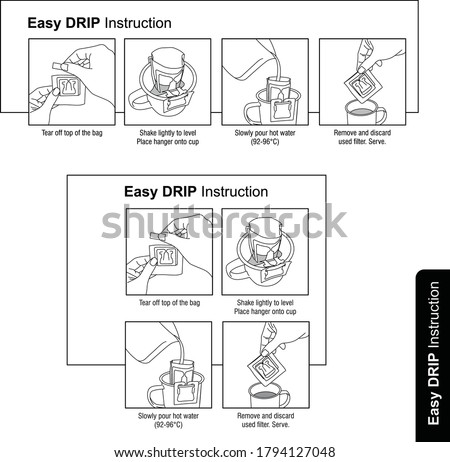 Easy DRIP Instruction Illustration For Coffee Bag Сток-фото © 