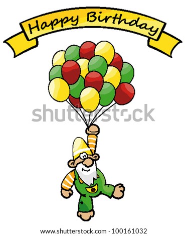 Gartenzwerg fliegt an Balloons Stock foto © 