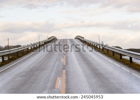 Famous bridge through fjord on the Atlantic road in Norway - travel background