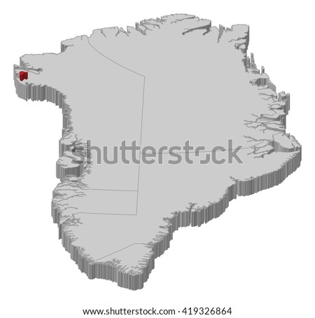 Map - Greenland, Thule Air Base - 3D-Illustration