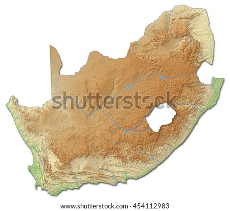 Relief Map Of South Africa - 3d-Rendering Stock Photo 454112983 ...