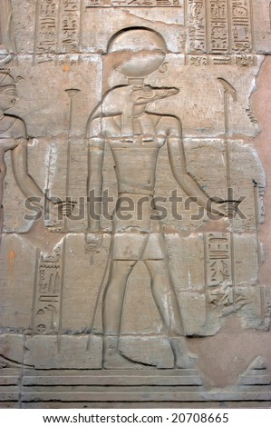 Portrait of crocodile God Sobek in Kom Ombo temple, Esna, Egypt