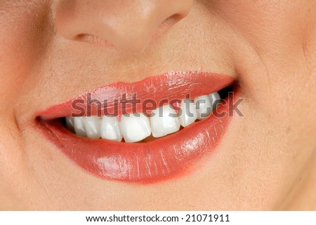 Smiling woman mouth with great white teeth