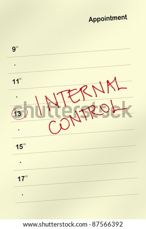 Appointment book with internal control text