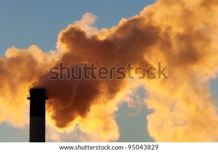 Dangerous toxic cloud from industrial chimney, smog pollution concept