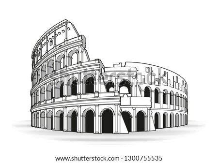 Colosseum in Italy icon in outline style isolated on white background. Countries symbol stock vector illustration