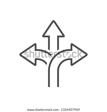 three-way direction arrow sign, road sign direction icon, vector illustration