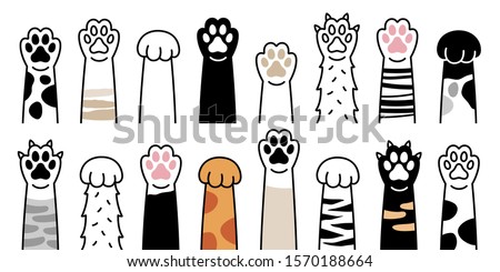 cat paw vector icon calico kitten footprint logo character cartoon ginger doodle illustration sign 