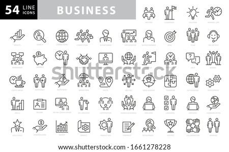 Business and finance web icon set - outline icon collection, vector