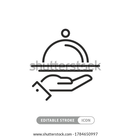 Tray in waiter hand icon vector. Simple waiter sign. EPS 10
