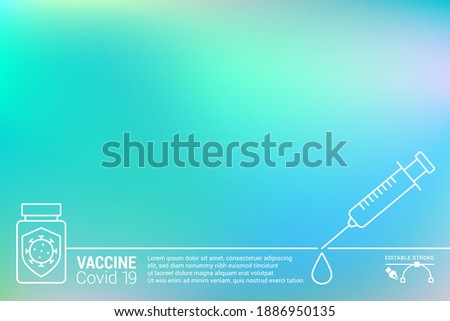 Coronavirus vaccine vector background. Covid-19 corona virus vaccination with vaccine bottle and syringe injection tool for covid19 immunization treatment