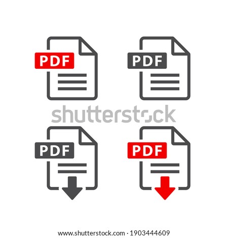 PDF file download icon. Document text, symbol web format information