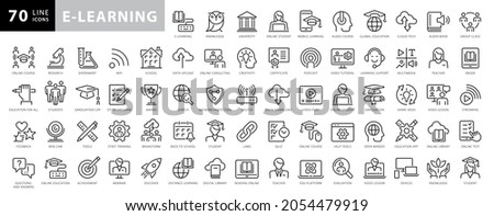 Collection of e-learning related line icons. 48x48 Pixel Perfect. Editable stroke