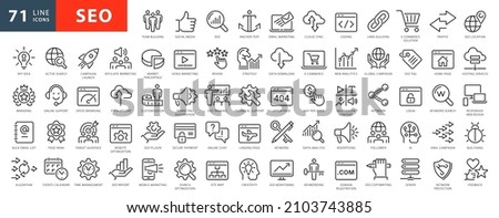 Outline web icons set - Search Engine Optimization. Thin line web icon collection. Simple vector illustration