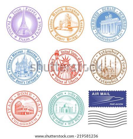High quality Vector Stamps of major monuments around the world.