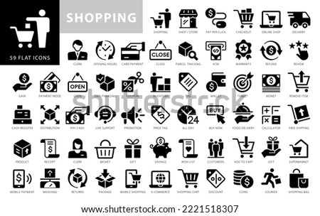 Shopping icons set. Vector illustration