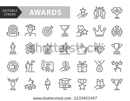 Simple Set of Awards Related Vector Line Icons. Editable Stroke. 48x48 Pixel Perfect Foto stock © 