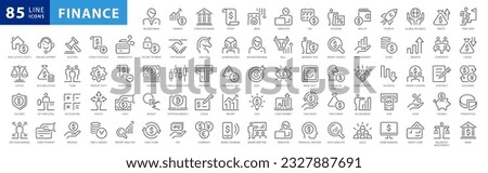 Finance and business line icons collection. Big UI icon set in a flat design. Thin outline icons pack. Vector illustration EPS10