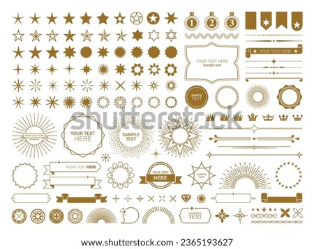 Gold glitter and sun burst design. Vector illustration frame set. Collection of design elements