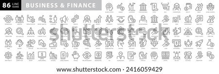 Finance and business line icons collection. Big UI icon set in a flat design. Thin outline icons pack. Vector illustration EPS10