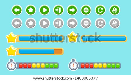 vector set of cute buttons for kids game