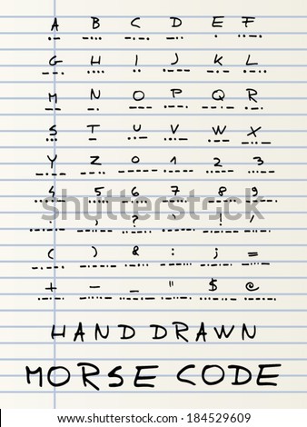 Hand drawn international Morse code isolated on a lined page