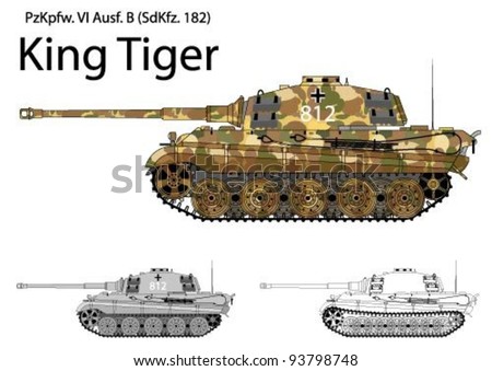 German Ww2 Tiger B (King Tiger) Tank With Long 88 Mm Gun Stock Vector ...