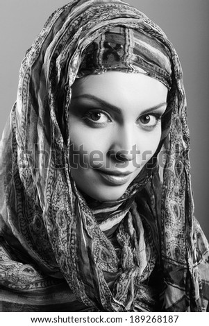 Beautiful Arabic woman wearing head scarf