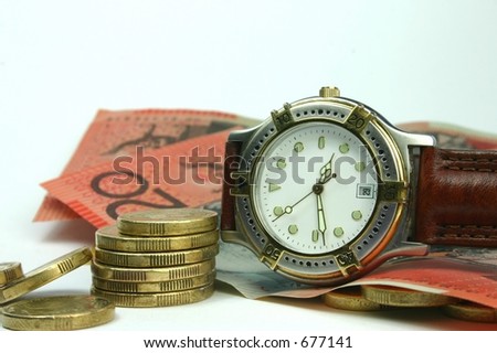 Conceptual image of 'time and money' / 'time is money'