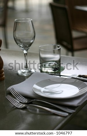 place setting at restaurant dining table