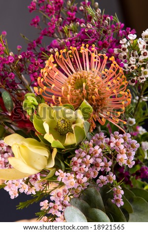 bouquet of colorful fresh native australian flowers