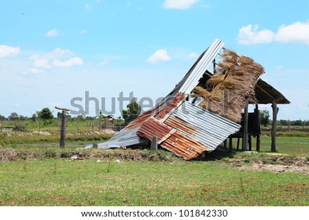 The cottage was destroyed in the storm the field.