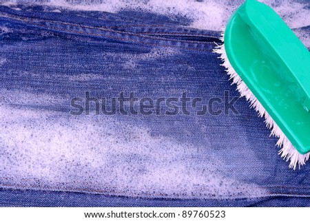 Washing machines.Brush, wash cloth and jean