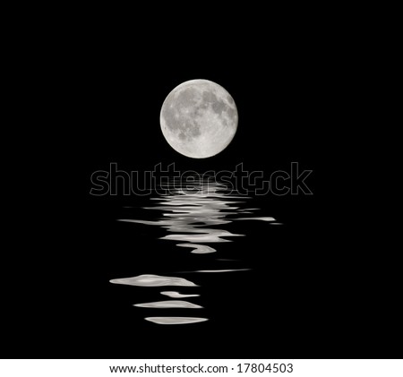 Full moon with water reflection